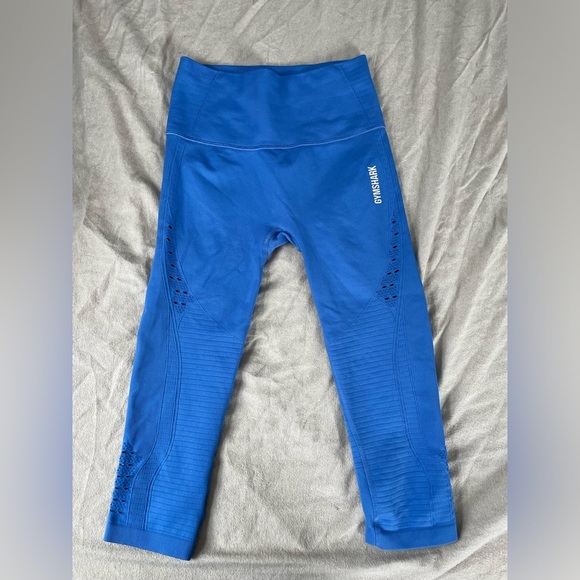 Gymshark Blue Energy Seamless Cropped Legging High Rise Contour Size Small - Picture 4 of 5